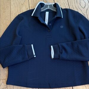 lululemon athletica Navy Long-Sleeve Polo Jacket with White Trim